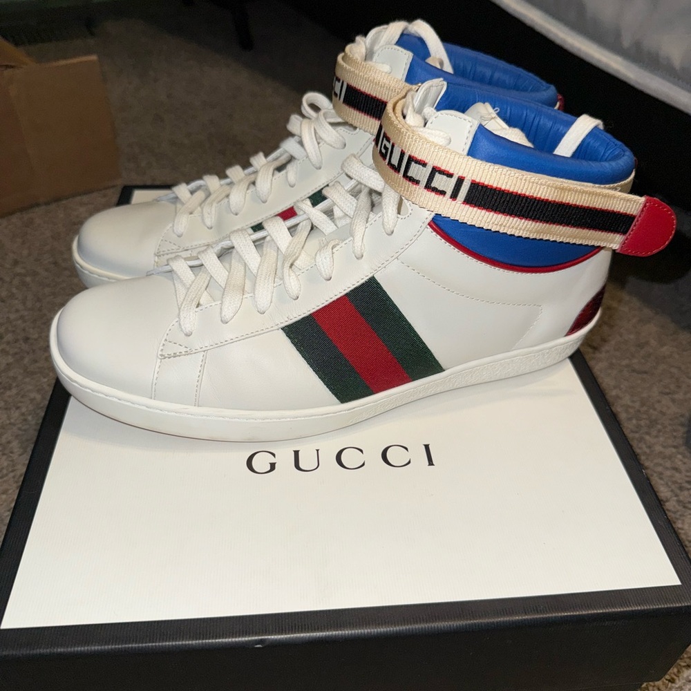 Gucci ace high top sneakers mint uk 8 women 10